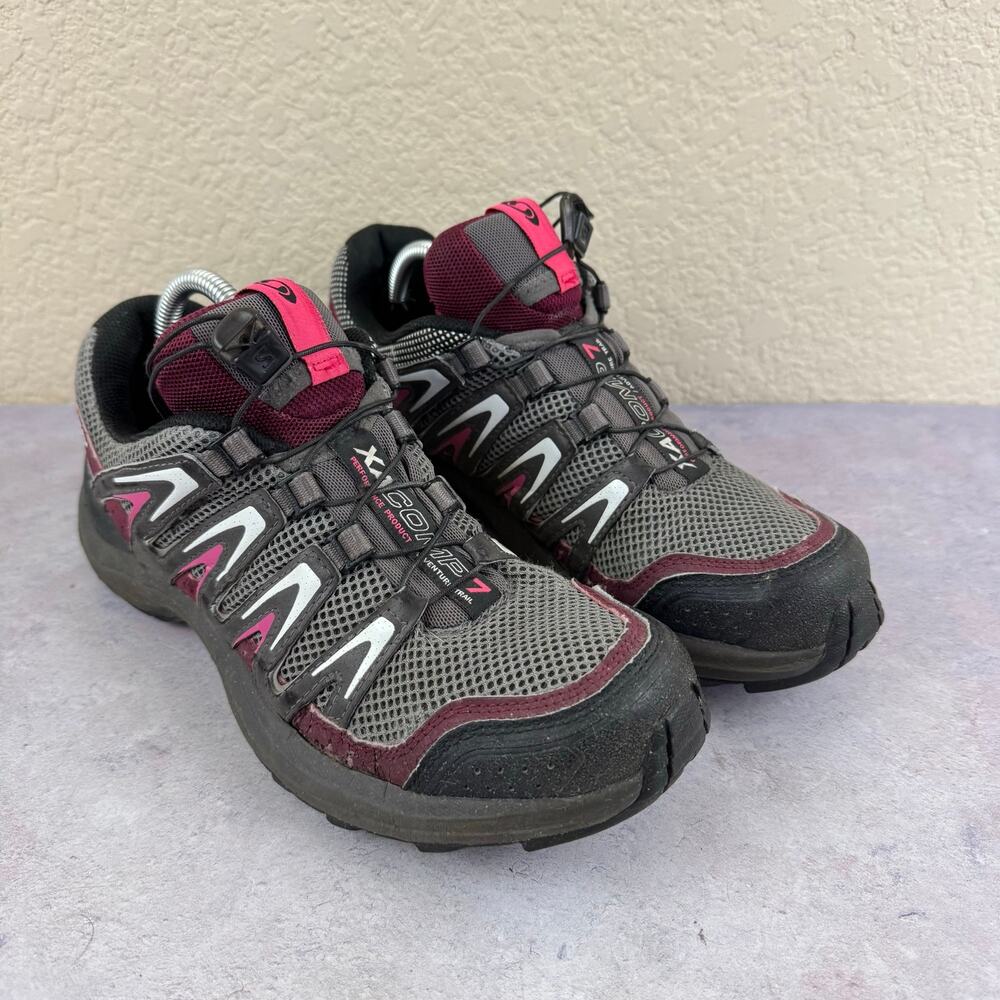 Salomon XA Comp 7 Trail Running Shoes Womens Size 7.5 Gray Purple 375908